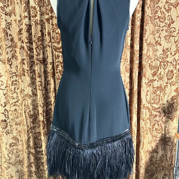 Vtg Albert Nipon Nightsfor Bergdorf  Formal Little Black Dress Feathers READ - Picture 5 of 11